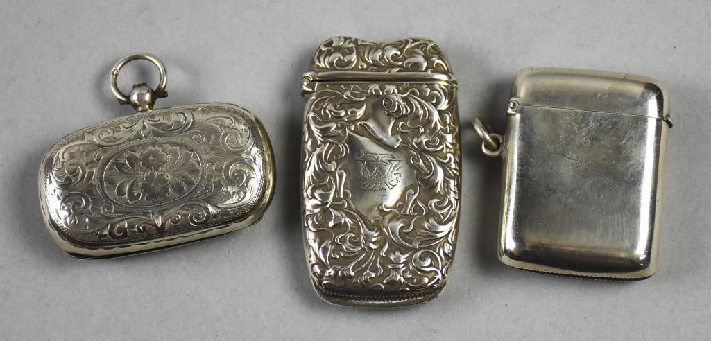 Antique Sterling Vesta Cases & Sovereign Holders-UK & USA (1 of 13)