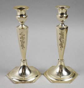 1911 Gorham Sterling Silver Monogrammed Candlesticks