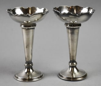 1989 Garrard & Co Ltd London Sterling Posey Vases
