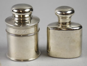 Antique JC Vickery & Wm Kerr & Co Sterling Tea Caddy-Flask