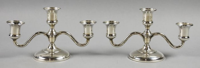 Vtg Elgin Silversmiths Sterling Silver 3 Arm Candlesticks