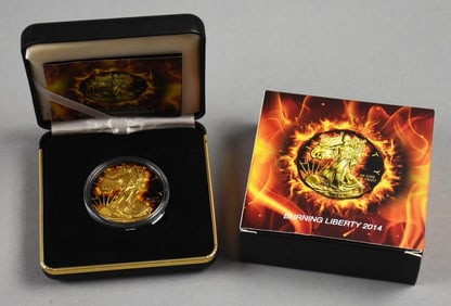 2014 1 oz 999 Silver Eagle-Black Ruthenium/24K Finish