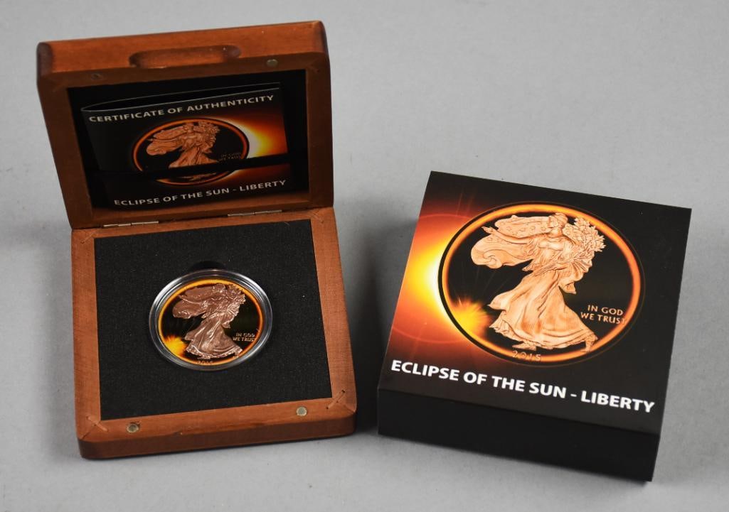 2015 1 oz 999 Silver Eagle-Black Ruthenium/24K Finish (1 of 4)