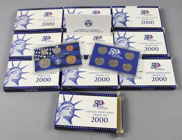 (12) 2000 US Mint Proof Sets/State Quarters