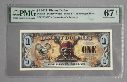 2011 $1 Disney Dollar Graded PMG 67 Superb Gem Uncirculated