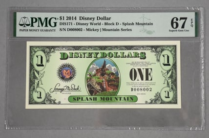 2014 $1 Disney Dollar Graded PMG 67 Superb Gem Uncirculated
