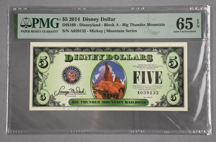 2014 $5 Disney Dollar Graded PMG 65 Gem Uncirculated