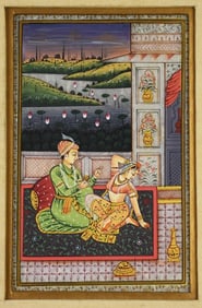 Vintage Mughal Style Hand Painted Stone Miniature