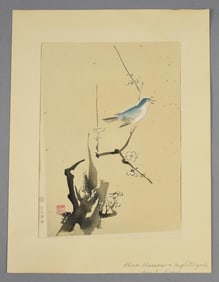 Japanese Kano Plum Blossom & Nightingale Painting-Signed