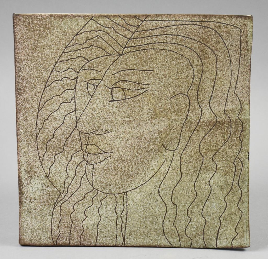 Dora De Larios (1933-2018) Art Pottery, Carved Stone Tile (1 of 4)