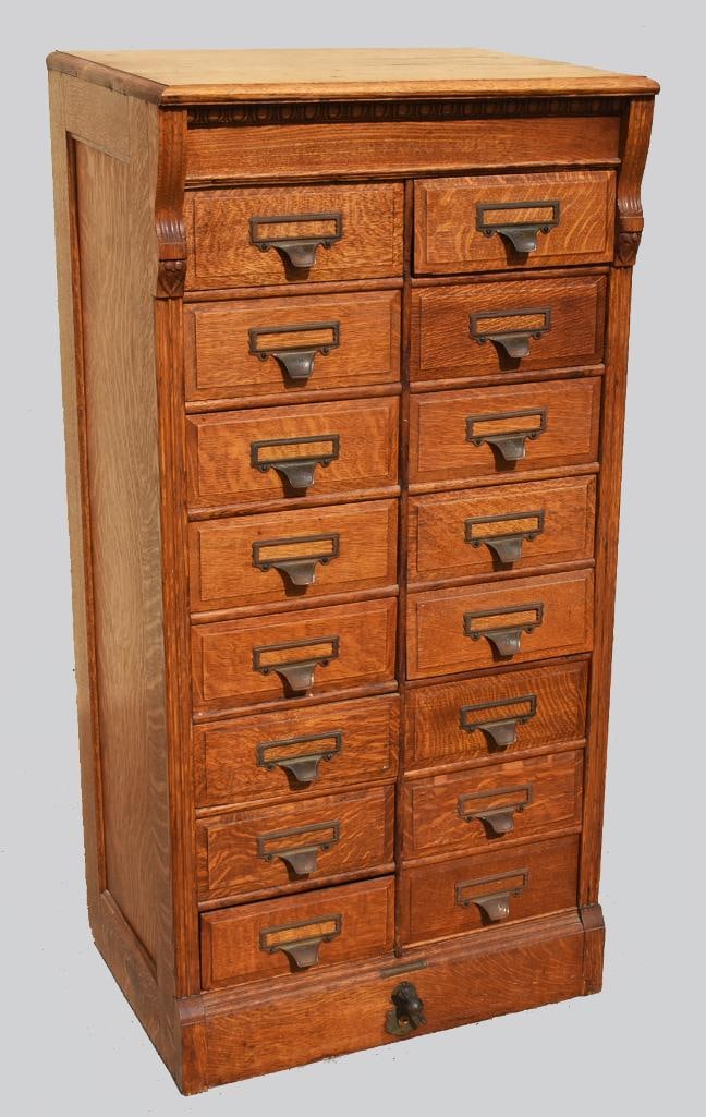 c1890 Yawman & Erbe Mfg Co Solid Oak Filing Cabinet (1 of 18)