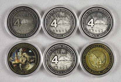 (6)Assorted NASA Apollo Commemorative Medallions-Space Metal