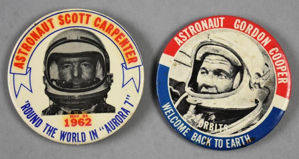 Vtg NASA Astronauts Scott Carpenter/Gordon Cooper Pinbacks (1 of 3)