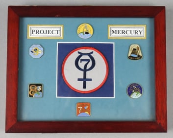 NASA Project Mercury Lapel Pin/Patch Shadowbox Display