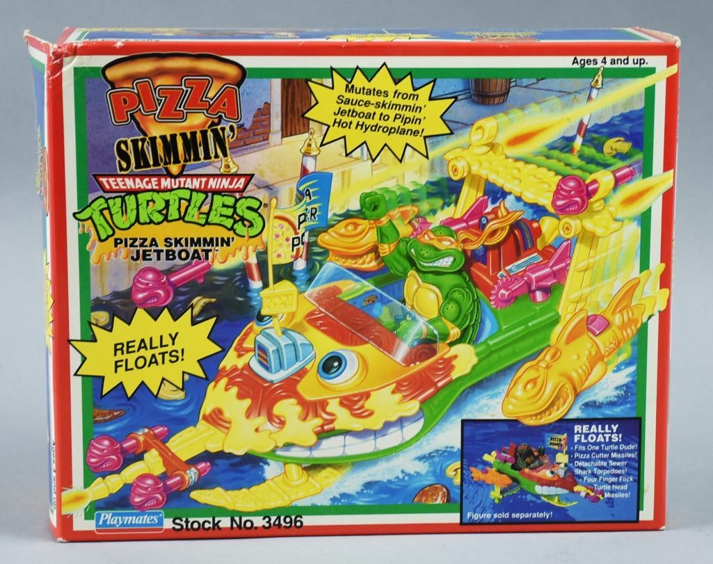 1994 Playmates TMNT Pizza Skimmin' Jet Boat-MIB-NOS: 1994 Playmates Teenage Mutant Ninja Turtles Pizza Skimmin' Jet Boat-MIB-NOS. Single owner collection from the largest toy collector on the West Coast.