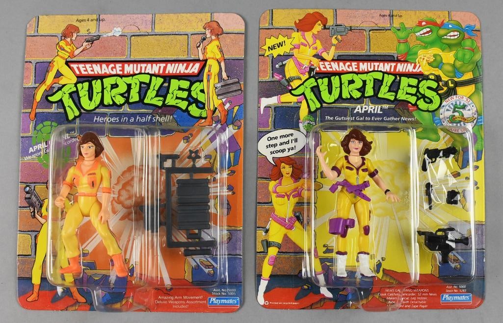 1990, 92 Playmates Teenage Mutant Ninja Turtles-April-NOS: Lot is two 1990, 92 Playmates Teenage Mutant Ninja Turtles-April and April O'Neil. NOS. Single owner collection from the largest toy collector on the West Coast.