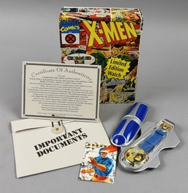 VERY RARE 1993 MARVEL X-Men Lmtd Ed. Cyclops Watch Character Time #0677 of 5000 COA MIP