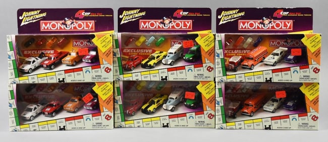 (6) 2002 Johnny Lightning Monopoly 4 Car Sets-MIP-NOS