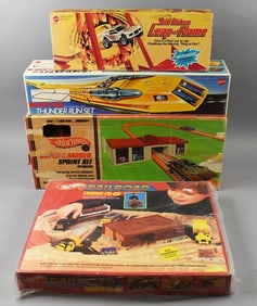 (4) 1960s-80s Mattel Hot Wheels Play Sets-Original Boxes