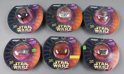 (6) 1996 Galoob Star Wars Die Cast Micro Machines-MIP-NOS