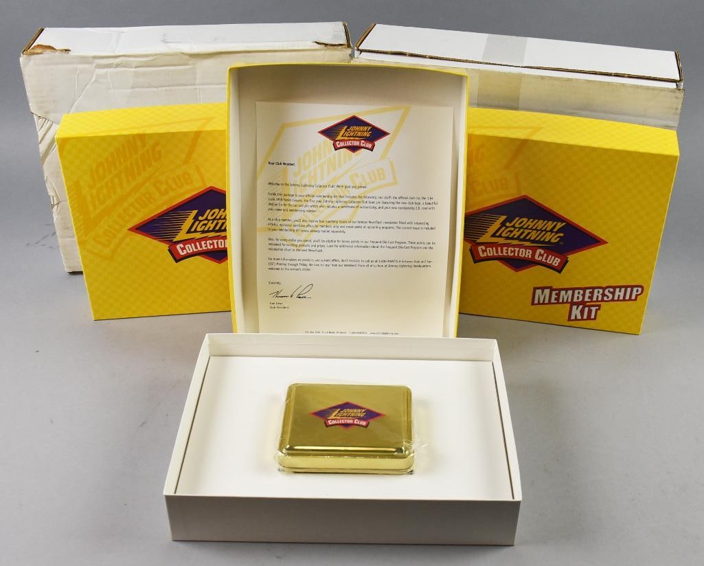 (3) Johnny Lightning Collector Club Membership Kits: Lot is three Johnny Lightning Collector Club Membership Kits. Includes one with a 1968 Yenko Camaro and two with a 1997 Dodge Viper GTS-R. Single owner collection from the largest toy collector on the