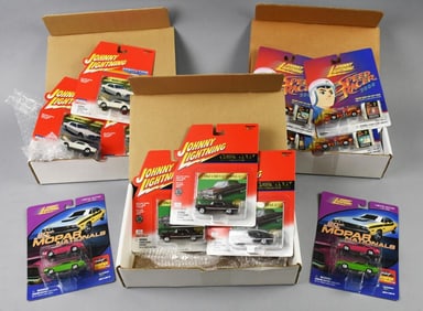 (3) 2000 Johnny Lightning Club Packs/Shipping Box-NOS