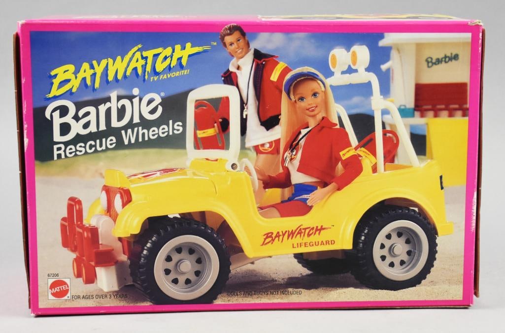 1994 Mattel Baywatch Barbie Rescue Wheels-MIB-NOS: 1994 Mattel Baywatch Barbie Rescue Wheels-MIB-NOS. Single owner collection from the largest toy collector on the West Coast.