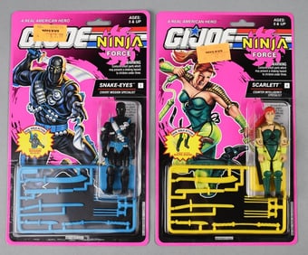 Pair GI Joe Ninja Force Scarlett & Snake Eyes-MOC-NOS