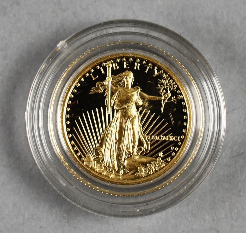 1991 American Eagle 1/10 oz Fine Gold, $5 Coin-Uncirculated: 1991 American Eagle 1/10 oz Fine Gold, $5 Coin-Uncirculated