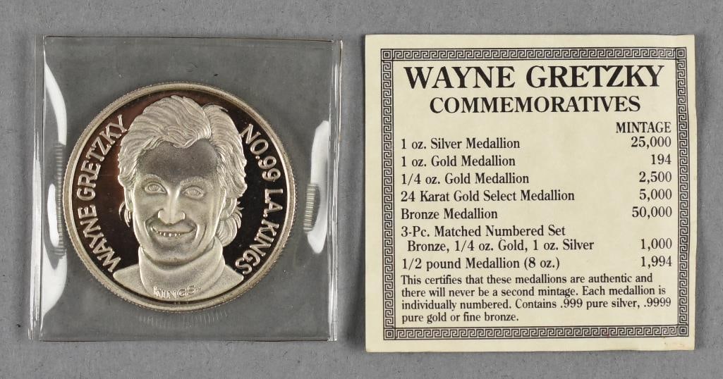 Wayne Gretzky Commemorative 1 oz 999 Silver Round Medallion: Wayne Gretzky Commemorative 1 oz 999 Silver Round Medallion. NOTE This auction is for the silver medallion only.