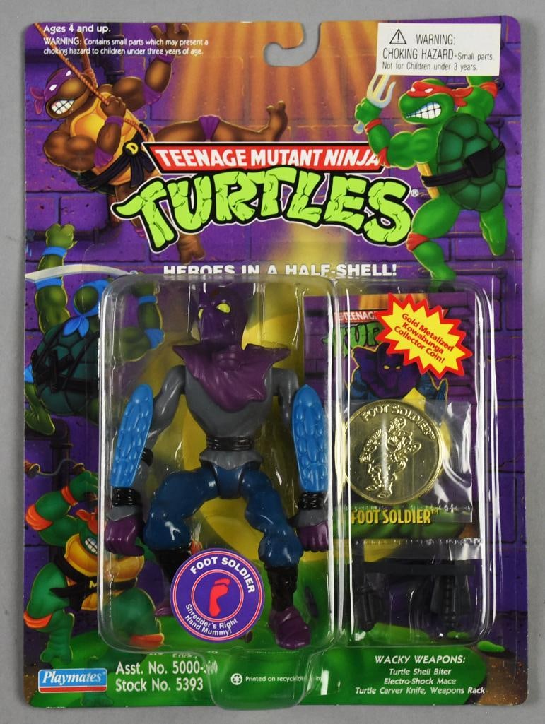 1994 Playmates TMNT Foot Soldier w/ Coin 82 Back-MOC-NOS: 1994 Playmates Teenage Mutant Ninja Turtles Foot Soldier w/ Coin-MOC-NOS. Single owner collection from the largest toy collector on the West Coast.