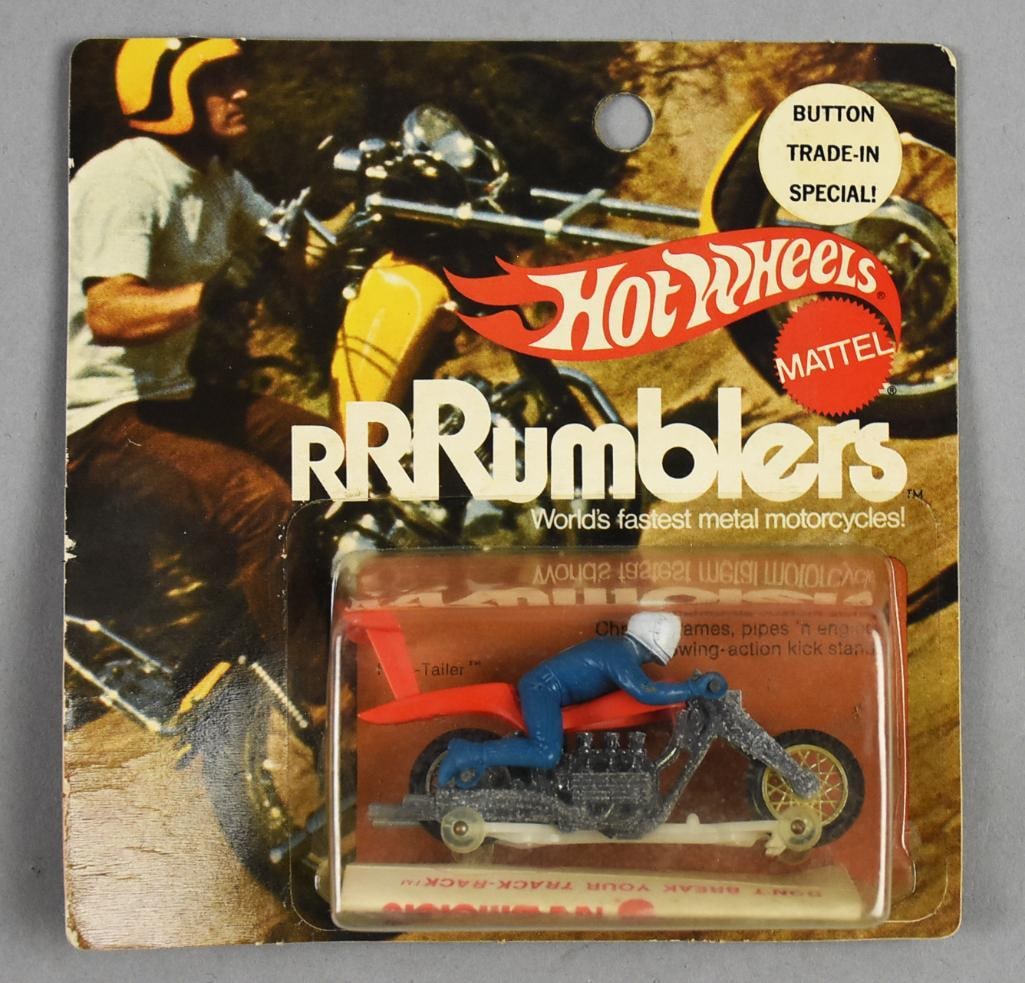RARE!! 1970 Mattel Hot Wheels RRRumblers-Button Trade-In-MOC: RARE!! 1970 Mattel Hot Wheels RRRumblers-Button Trade-In-MOC. Single owner collection from the largest toy collector on the West Coast.