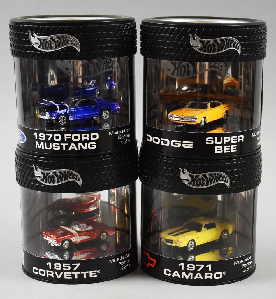 2003 Mattel Hot Wheels Muscle Car Series-Complete Set-NOS: Limited Edition 2003 Mattel Hot Wheels Muscle Car Series-Complete Set-NOS. This series is one-four and includes Super Bee, 1971 Camaro, 1970 Mustang and 1957 Corvette. Numbered 1/7000. Single owner co
