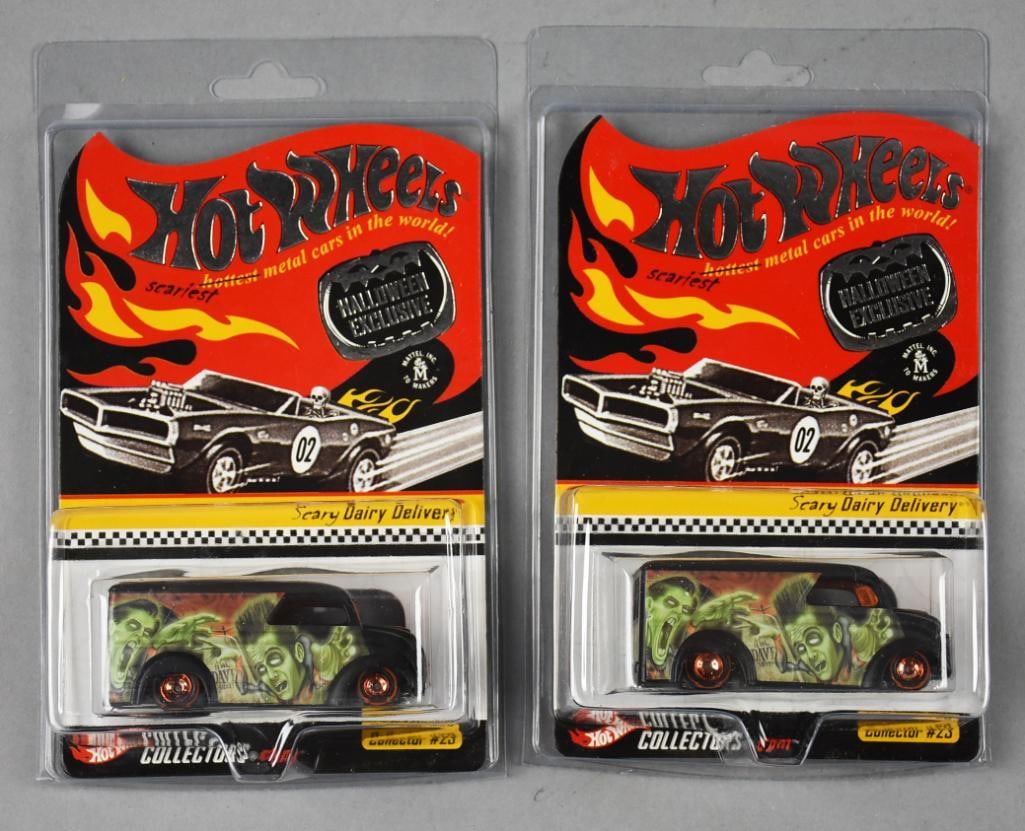2002 Mattel Hot Wheels Scary Dairy Delivery - MOC - NOS: Lot is a pair of 2002 Mattel Hot Wheels Scary Dairy Delivery - MOC - NOS. Single owner collection from the largest toy collector on the west coast.