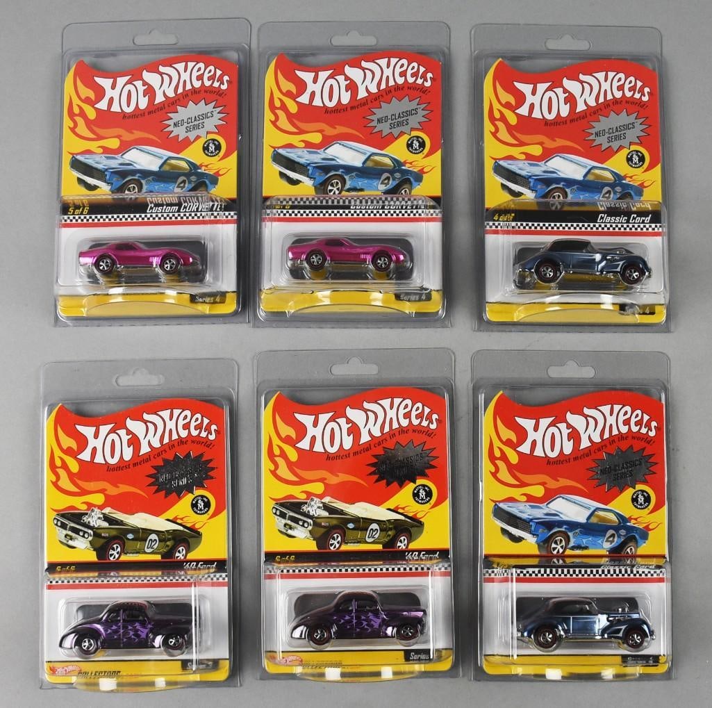 (6) 2003-04 Mattel Hot Wheels Neo Classic Series-MOC-NOS: Lot is six 2003-04 Mattel Hot Wheels Neo Classic Series-MOC-NOS. Includes two of each: '40 Ford, Custom Corvette and Classic Cord. Single owner collection from the largest toy collector on the west co