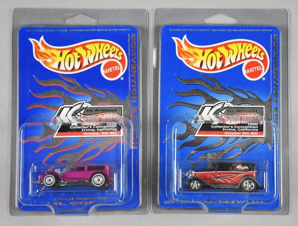 (2) 2002 Mattel Hot Wheels Collector Convention Cars-NOS: Lot is a pair of 2002 Mattel Hot Wheels Collector Convention Cars-NOS. Includes a Lil Coffin and '32 Ford Delivery. Single owner collection from the largest toy collector on the west coast.