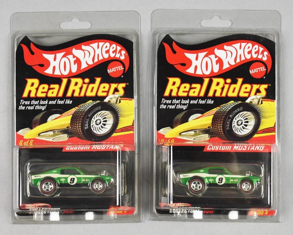 2004 Mattel Hot Wheels Real Riders-Custom Mustang-MOC-NOS: Lot is a pair of 2004 Mattel Hot Wheels Real Riders-Custom Mustang-MOC-NOS. Single owner collection from the largest toy collector on the West Coast.