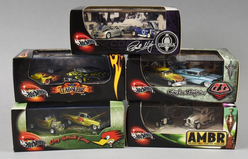 (5) 2000, 2002 Mattel 100% Hot Wheels Double Cars-MOC-NOS: Lot is five 2000, 2002 Mattel 100% Hot Wheels Double Cars-MOC-NOS. Includes Lead Sledz, Clay Smith Cams, Troy Lee Designs, AMBR and Cobra Single owner collection from the largest toy collector on the