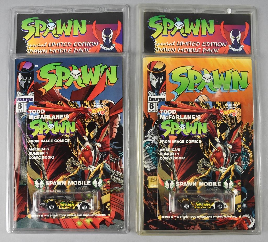 (2) 1994 Hot Wheels McFarlane Spawn Mobiles-MOC-NOS: 1994 Hot Wheels McFarlane Spawn Mobiles-MOC-NOS. Single owner collection from the largest toy collector on the West Coast.
