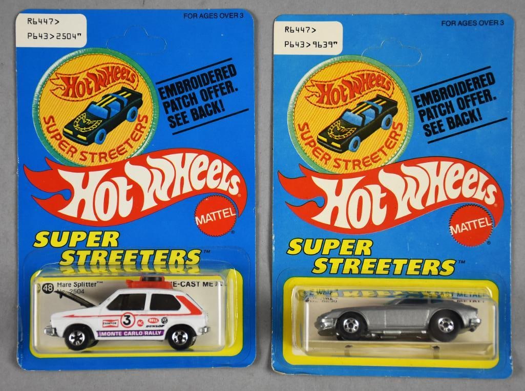 (2) 1977 Mattel Hot Wheels Super Streeters-MOC-NOS: Lot is two 1977 Mattel Hot Wheels Super Streeters-MOC-NOS. Includes Z Whiz and Hare Splitter. Single owner collection from the largest toy collector on the West Coast.