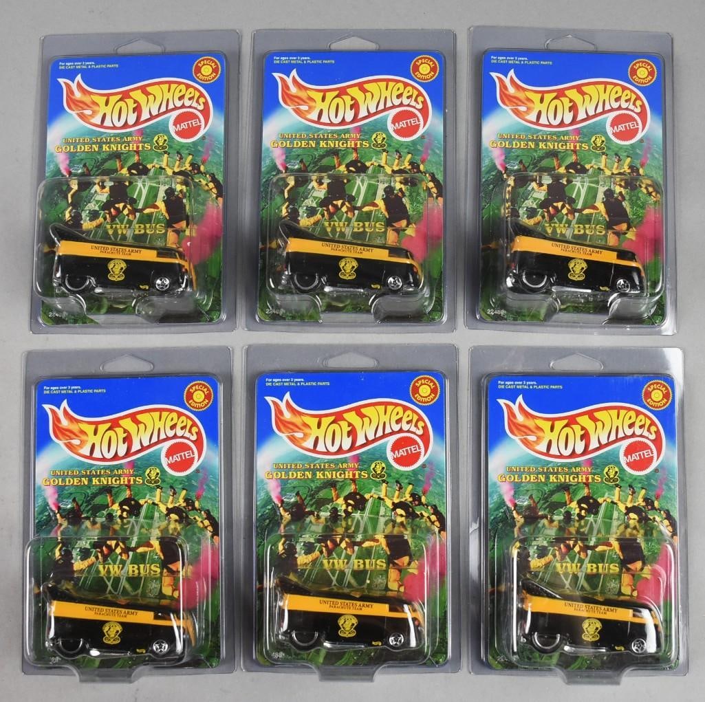 (6) 1998 Mattel Hot Wheels Army Golden Knights VW Bus-NOS: Lot is six 1998 Mattel Hot Wheels Army Golden Knights VW Bus-NOS. Single owner collection from the largest toy collector on the West Coast.