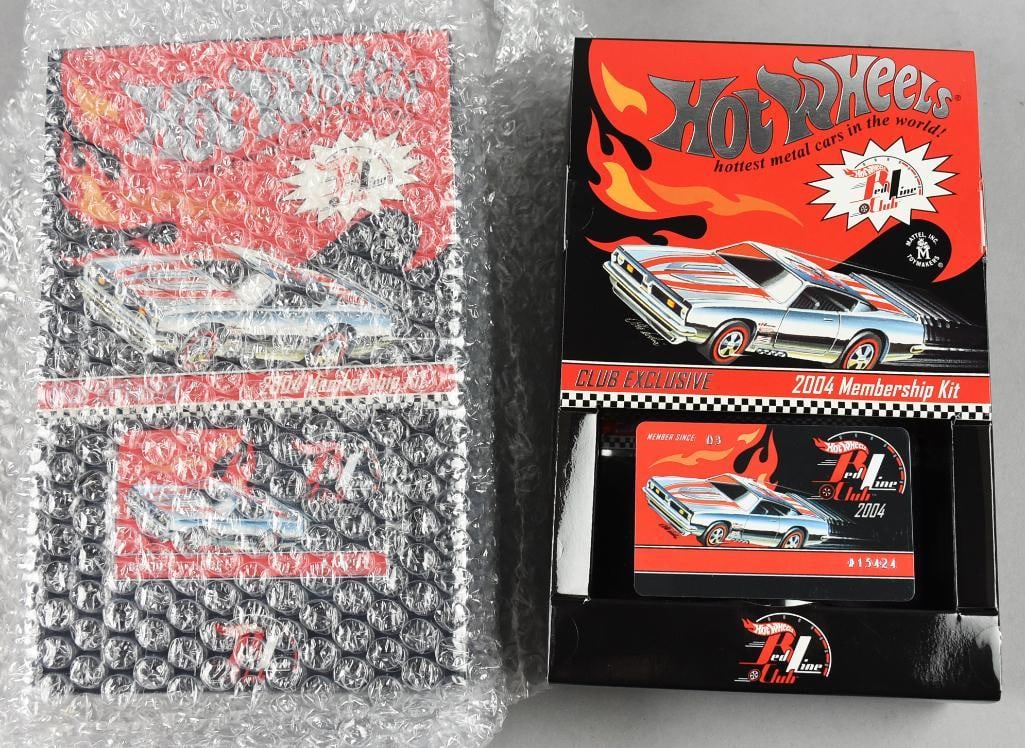 (2) Mattel Hot Wheels Red Line Club Membership Kits: Lot is a pair of Mattel Hot Wheels Red Line Club Membership Kits. Each kit includes a Plymouth Barracuda in red. Single owner collection from the largest toy collector on the West Coast.