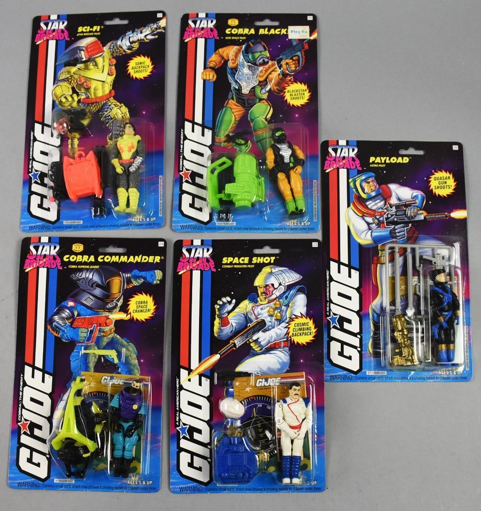 (5) 1993 Habro GI Joe Star Brigade Action Figures-MOC-NOS: Lot is five 1993 Habro GI Joe Star Brigade Action Figures-MOC-NOS. Includes Sci Fi, Payload, Space Shot, Cobra Commander and Cobra Blackstar. Single owner collection from the largest toy collector on