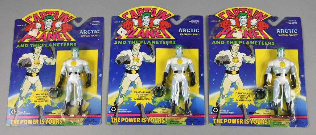 (3) 1991 Tiger Captain Planet Arctic - MOC - NOS: Lot is three 1991 Tiger Captain Planet Arctic - MOC - NOS. Single owner collection from the largest toy collector on the West Coast.