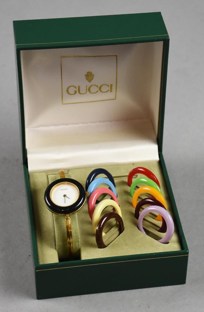 Vintage Gucci Bangle Watch-Multi Colored Bezels-Original Box (1 of 5)