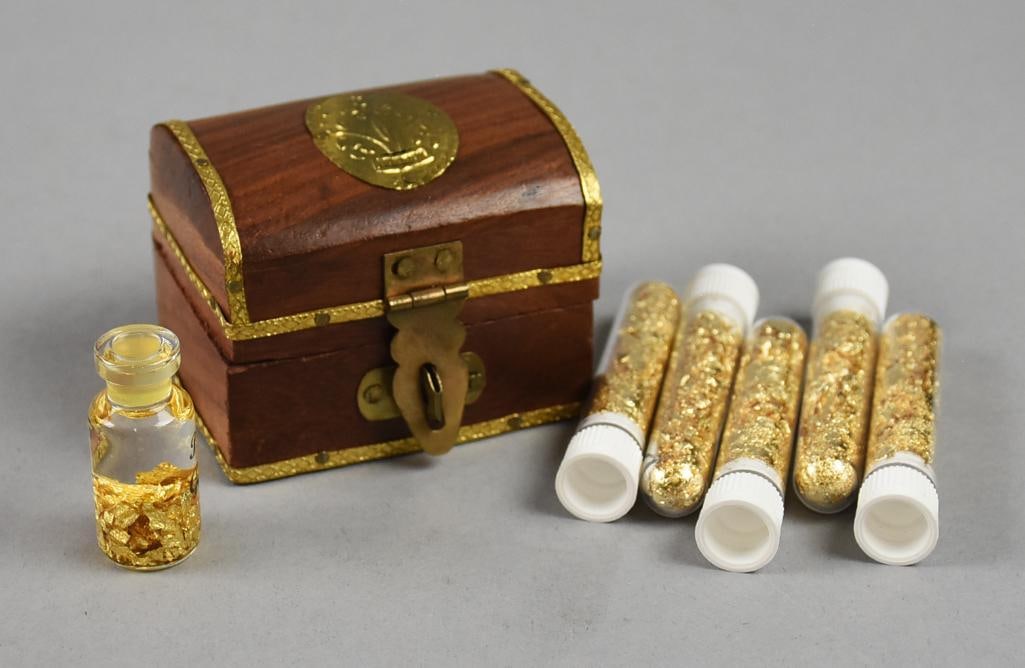 Treasure Chest of 14K Yellow Gold Flake Vials (1 of 6)