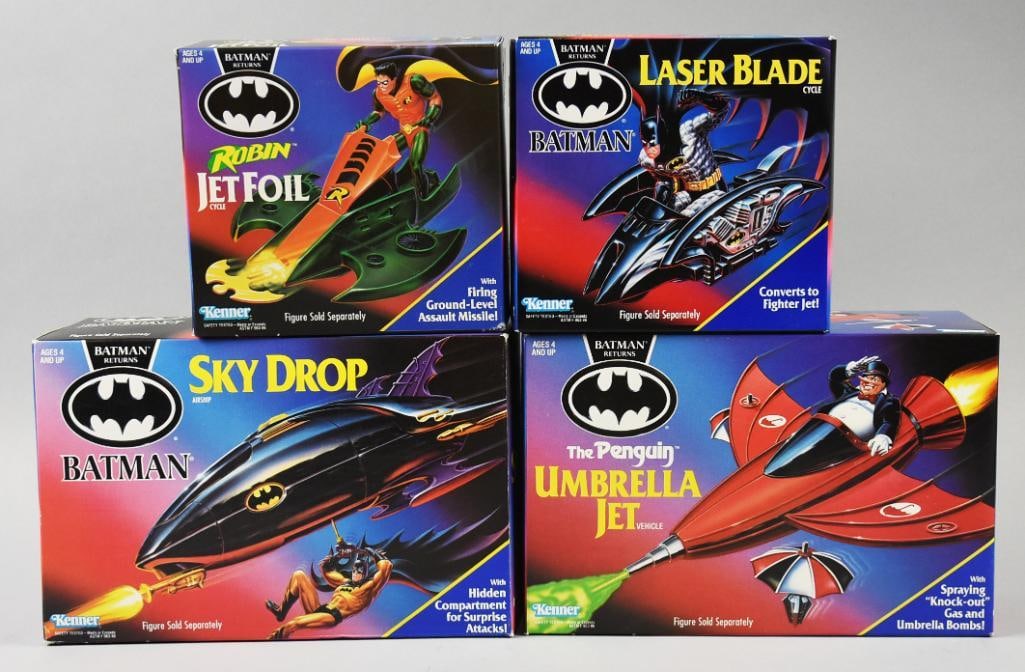 (4) 1991 Kenner Batman & Robin Vehicles-MIB-NOS (1 of 2)