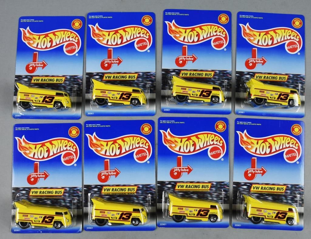 (8) 1998 Mattel Hot Wheels VW Racing Bus-Unpunched-NOS (1 of 2)