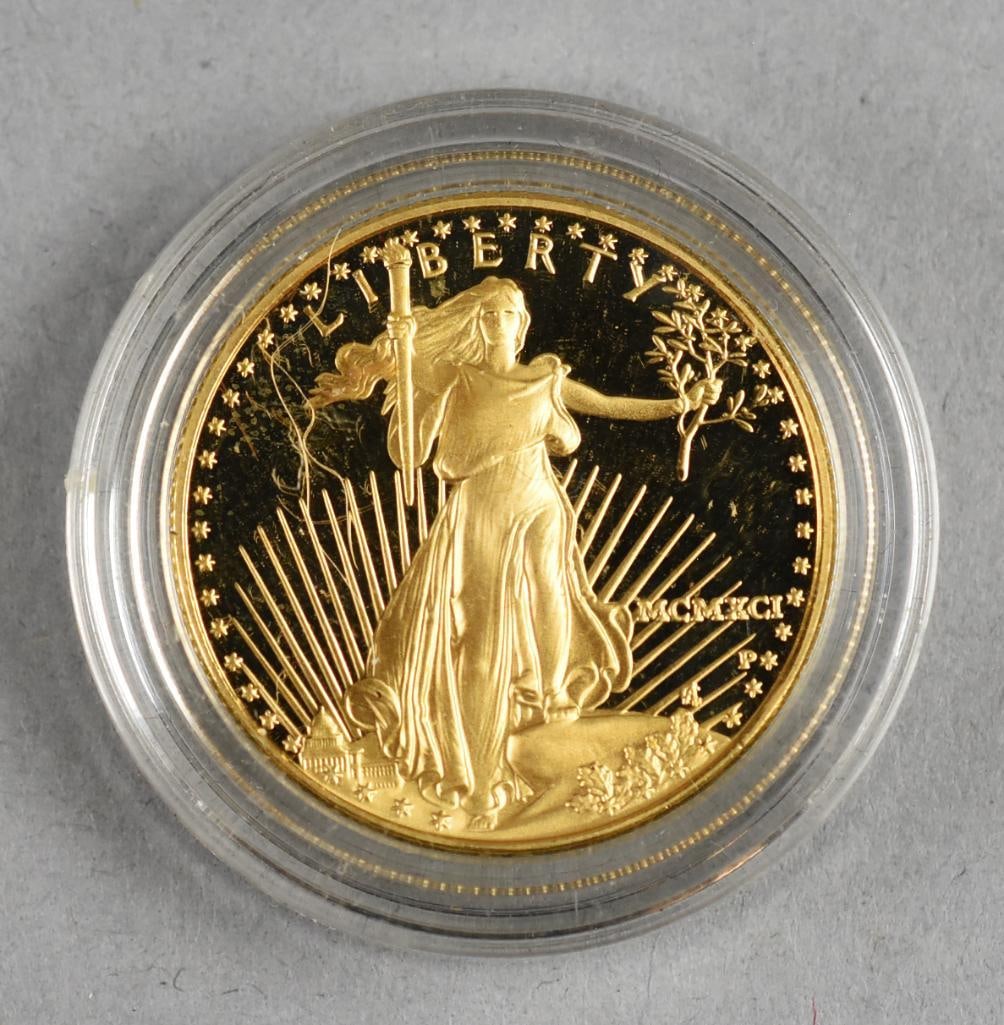 1991 American Eagle 1/2 oz Fine Gold, $25 Coin-Uncirculated (1 of 2)