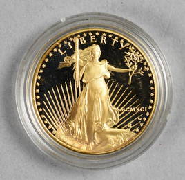 1991 American Eagle 1 oz Fine Gold, $50 Coin-Uncirculated